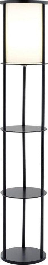 Adesso Floor Lamps - Stewart Round Shelf Floor Lamp Black & White