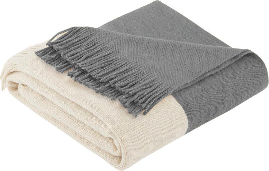 Olliix.com Pillows & Throws - Stockholm Mid-Century Color Block Faux Cashmere Throw 50"W x 60"L Navy