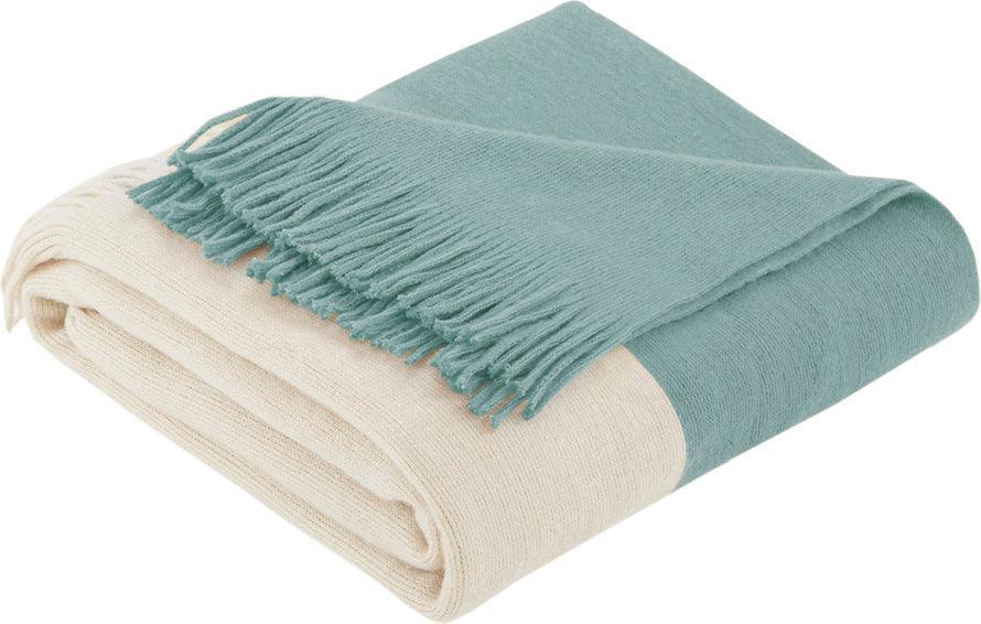 Olliix.com Pillows & Throws - Stockholm Mid-Century Color Block Faux Cashmere Throw 50"W x 60"L Navy