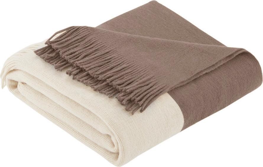 Olliix.com Pillows & Throws - Stockholm Mid-Century Color Block Faux Cashmere Throw 50"W x 60"L Navy