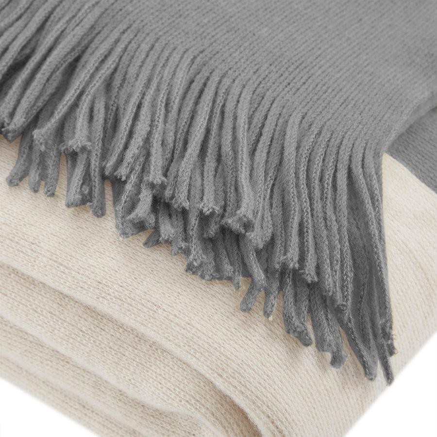 Olliix.com Pillows & Throws - Stockholm Mid-Century Color Block Faux Cashmere Throw 50"W x 60"L Navy