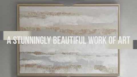 Olliix.com Wall Paintings - Strato Hand Embellishment Framed Canvas With Gold Foil Natural