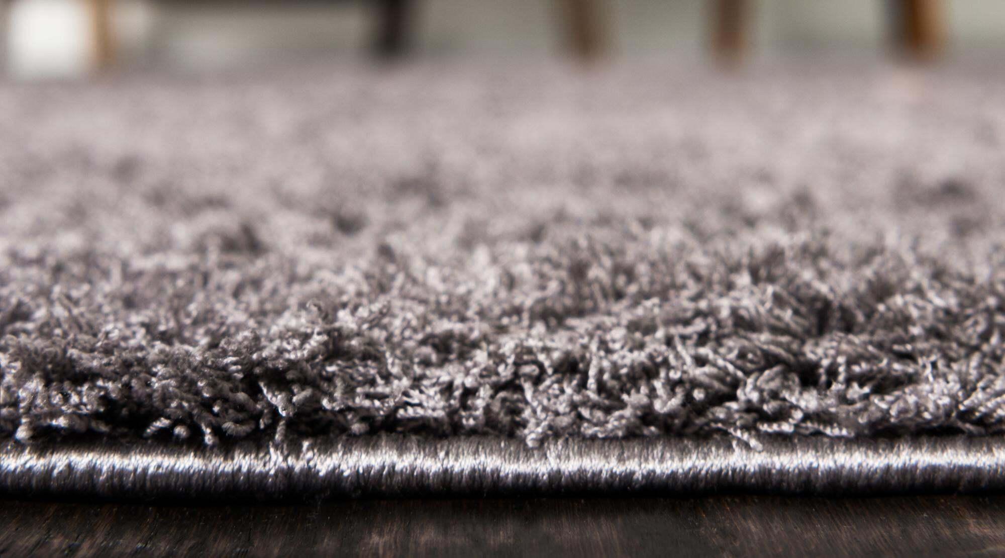 Unique Loom Indoor Rugs - Studio Solid Shag Solid Rectangular 8x10 Rug Dark Gray