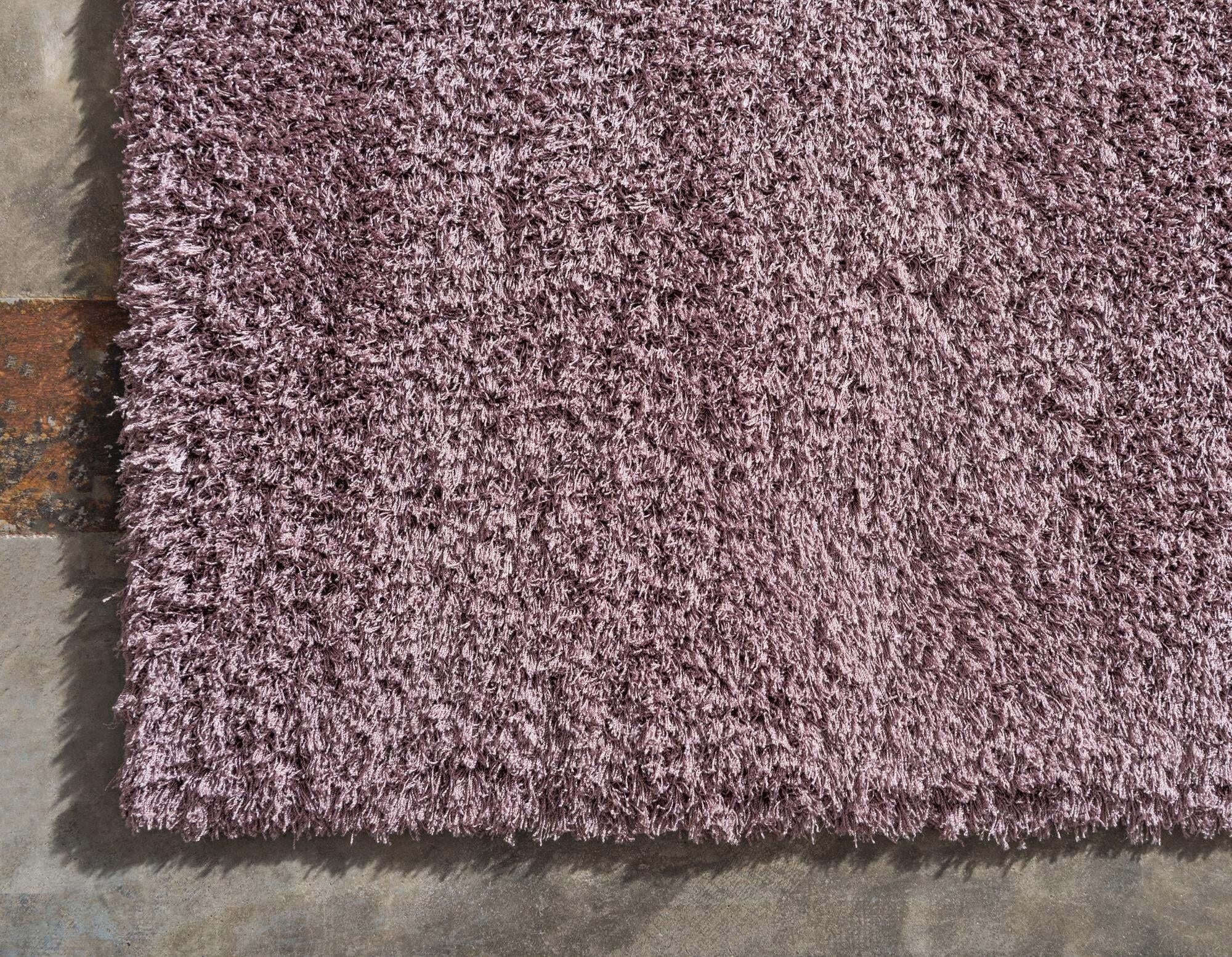 Unique Loom Indoor Rugs - Studio Solid Shag Solid Rectangular 8x10 Rug Mauve