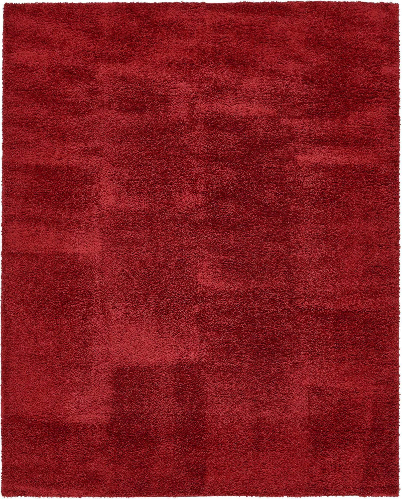 Unique Loom Indoor Rugs - Studio Solid Shag Solid Rectangular 8x10 Rug Red