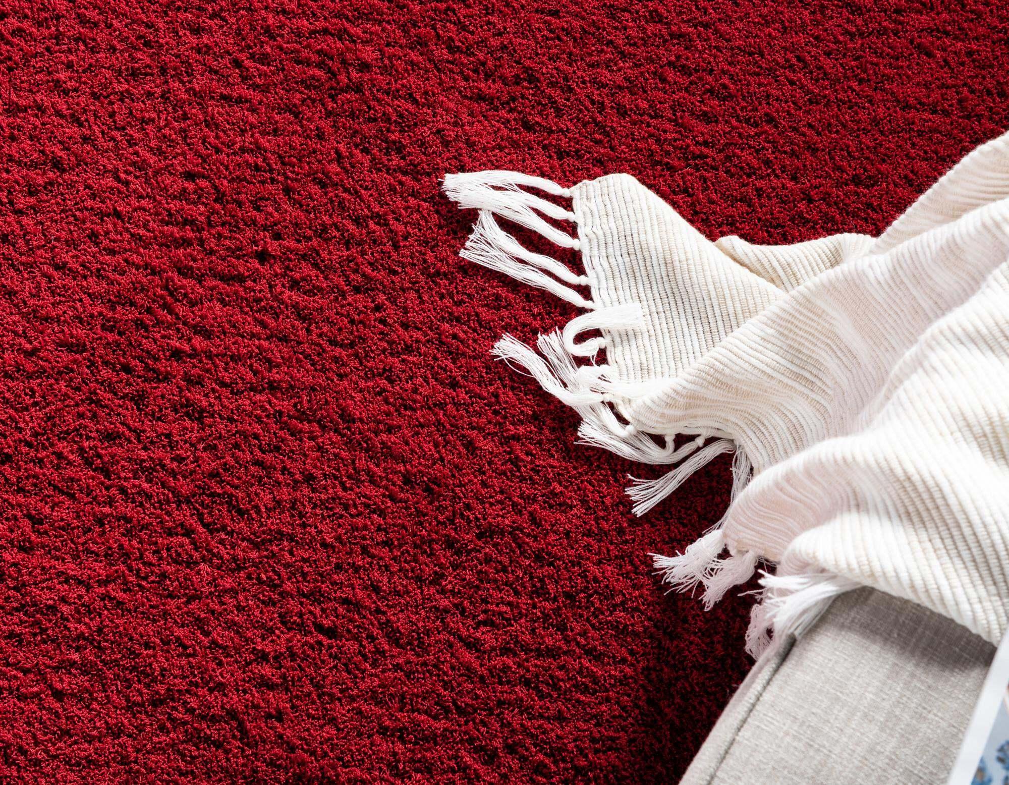 Unique Loom Indoor Rugs - Studio Solid Shag Solid Rectangular 8x10 Rug Red