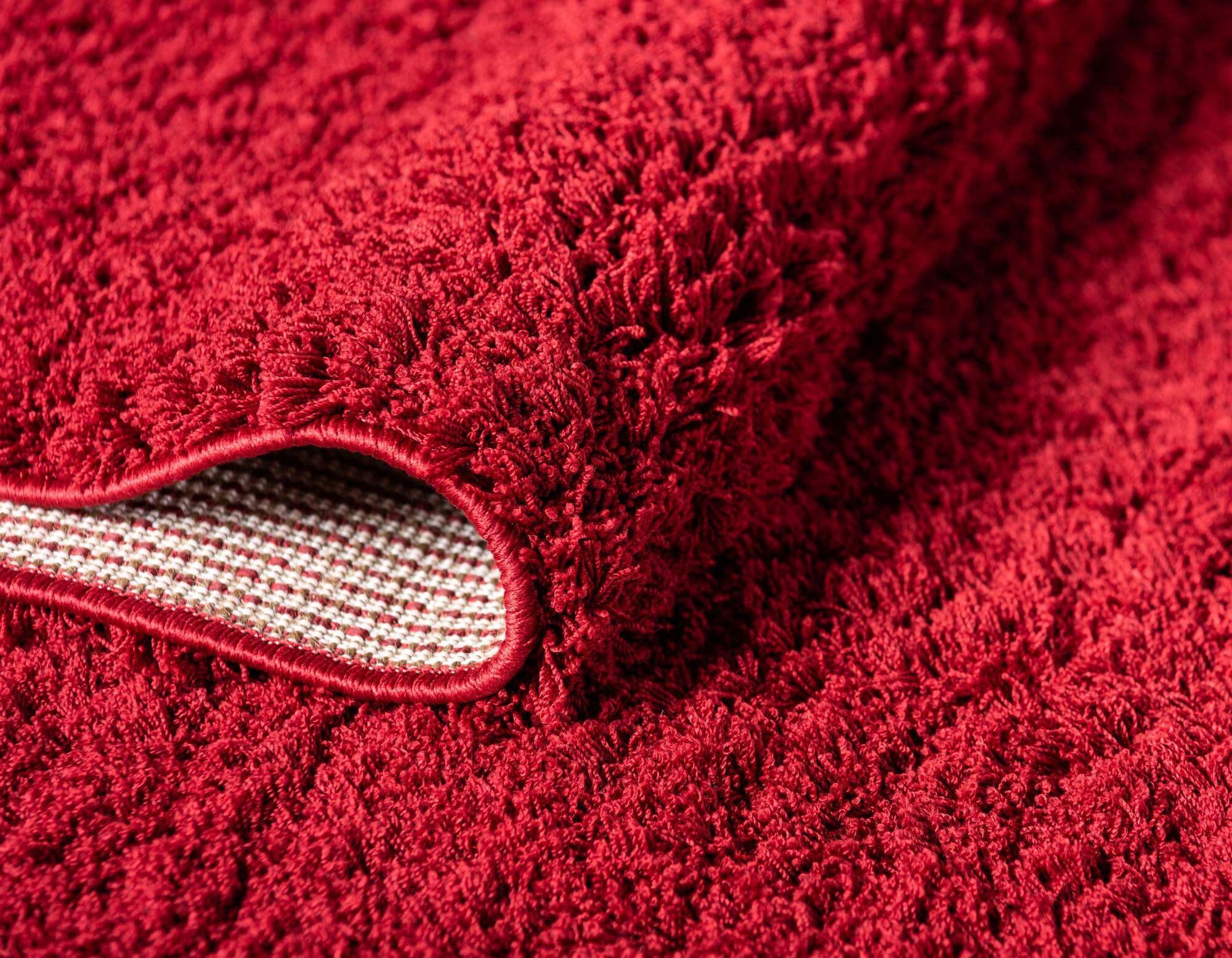 Unique Loom Indoor Rugs - Studio Solid Shag Solid Rectangular 8x10 Rug Red