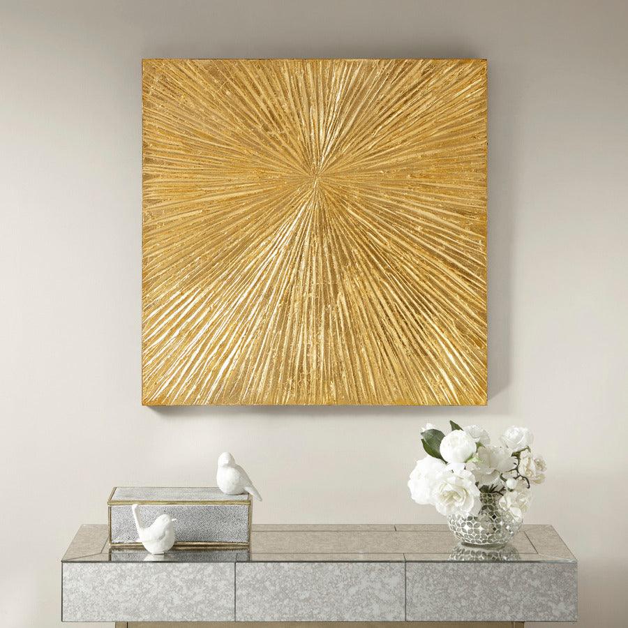 Olliix.com Wall Art - Sunburst 100% Hand Painted Dimensional Resin Wall Decor Gold