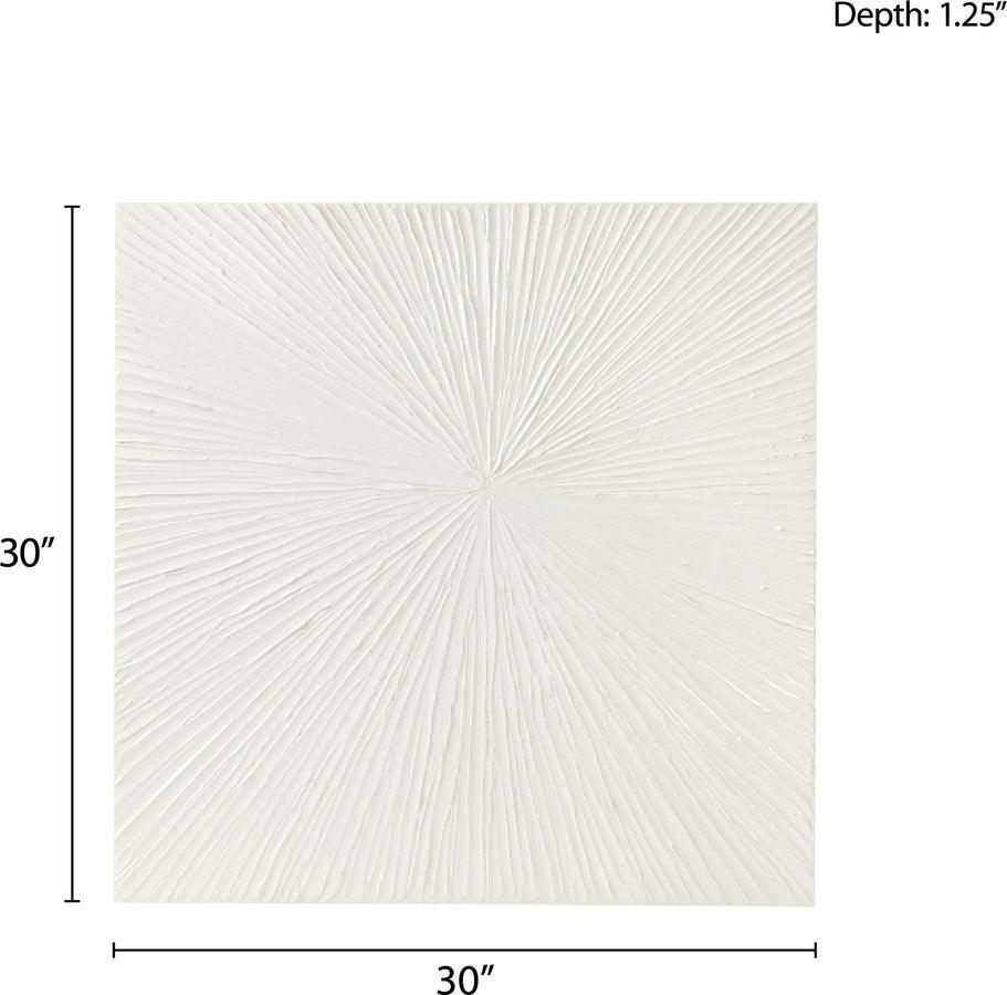 Olliix.com Wall Art - Sunburst 100% Hand Painted Dimensional Resin Wall Decor White
