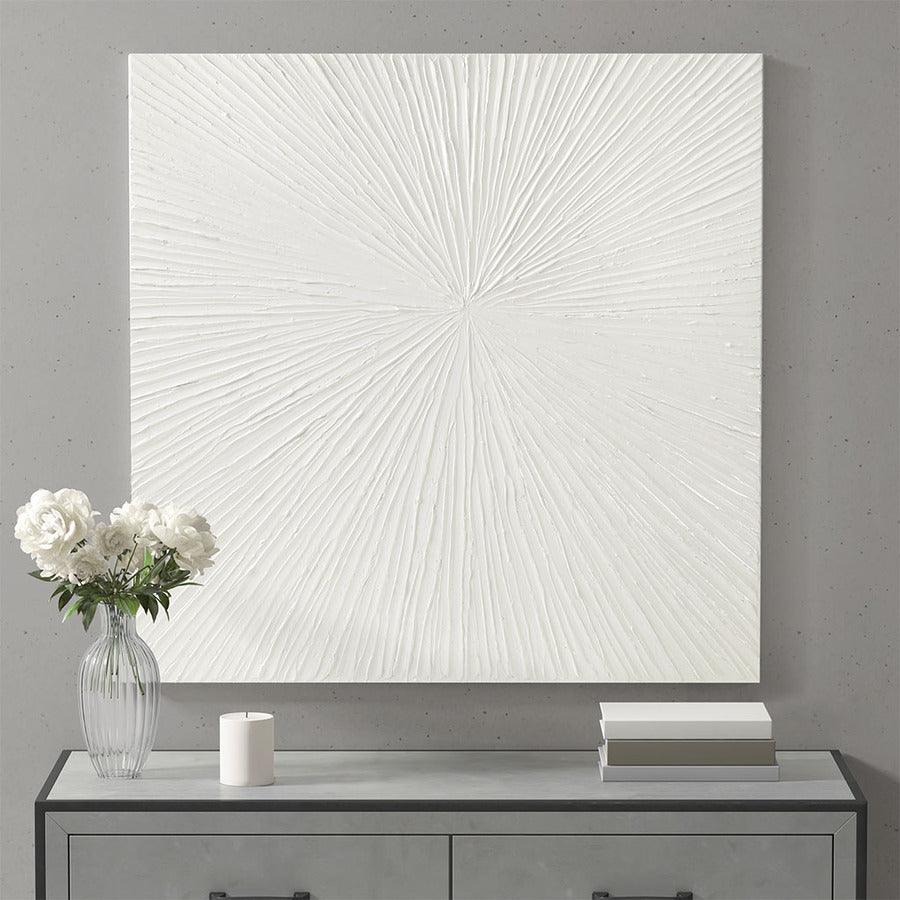 Olliix.com Wall Art - Sunburst 100% Hand Painted Dimensional Resin Wall Decor White