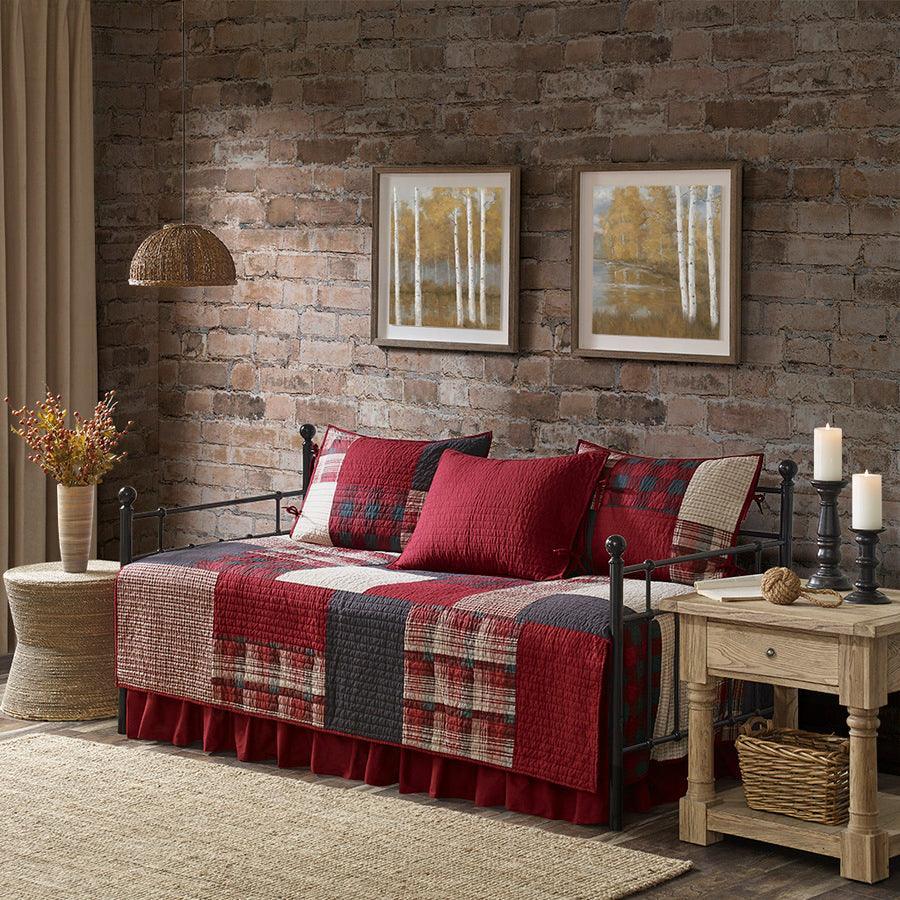 Olliix.com Comforters & Blankets - Sunset Lodge/Cabin 5 Piece Day Bed Cover Set Daybed Red