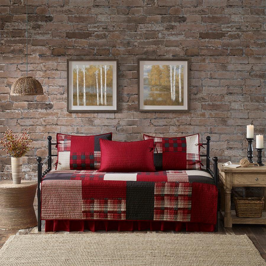 Olliix.com Comforters & Blankets - Sunset Lodge/Cabin 5 Piece Day Bed Cover Set Daybed Red