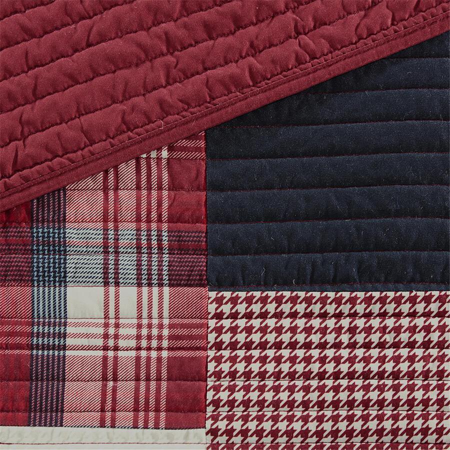 Olliix.com Comforters & Blankets - Sunset Lodge/Cabin Oversized Cotton Coverlet Mini Set King/Cal King Red