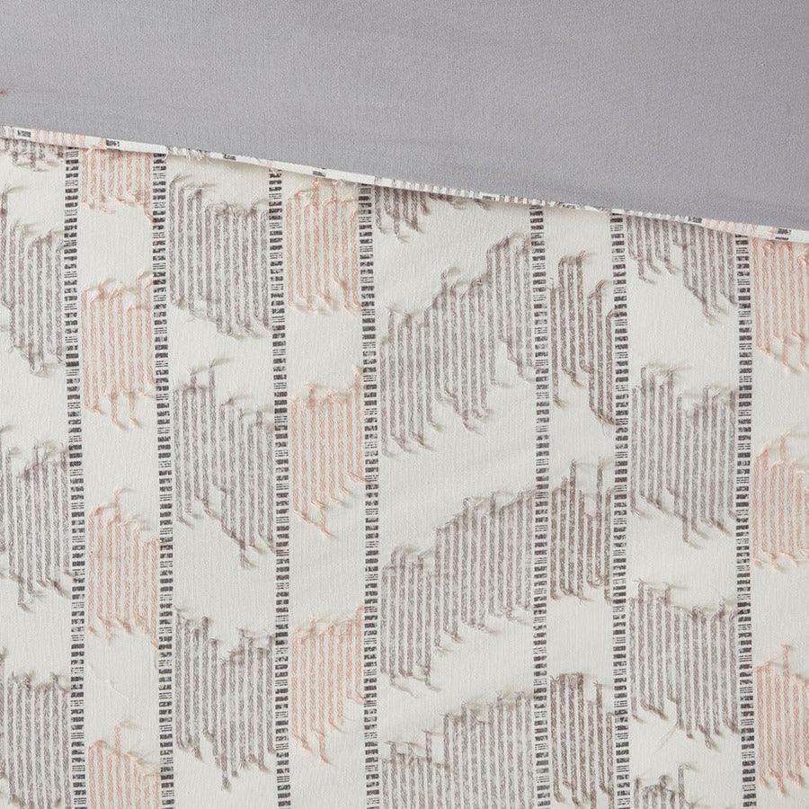 Olliix.com Duvet & Duvet Sets - Suri King/California King Cotton Jacquard Duvet Cover Set Gray & Blush