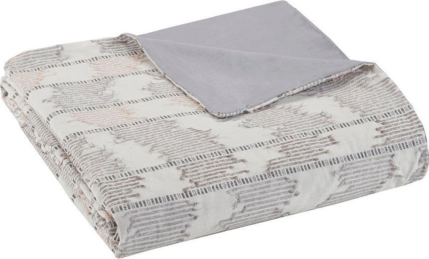 Olliix.com Duvet & Duvet Sets - Suri King/California King Cotton Jacquard Duvet Cover Set Gray & Blush