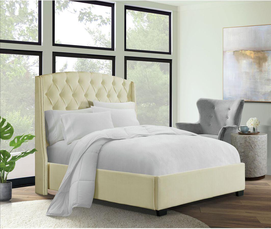 Elements Beds - Sutter King Platform Upholstered Bed in Cream