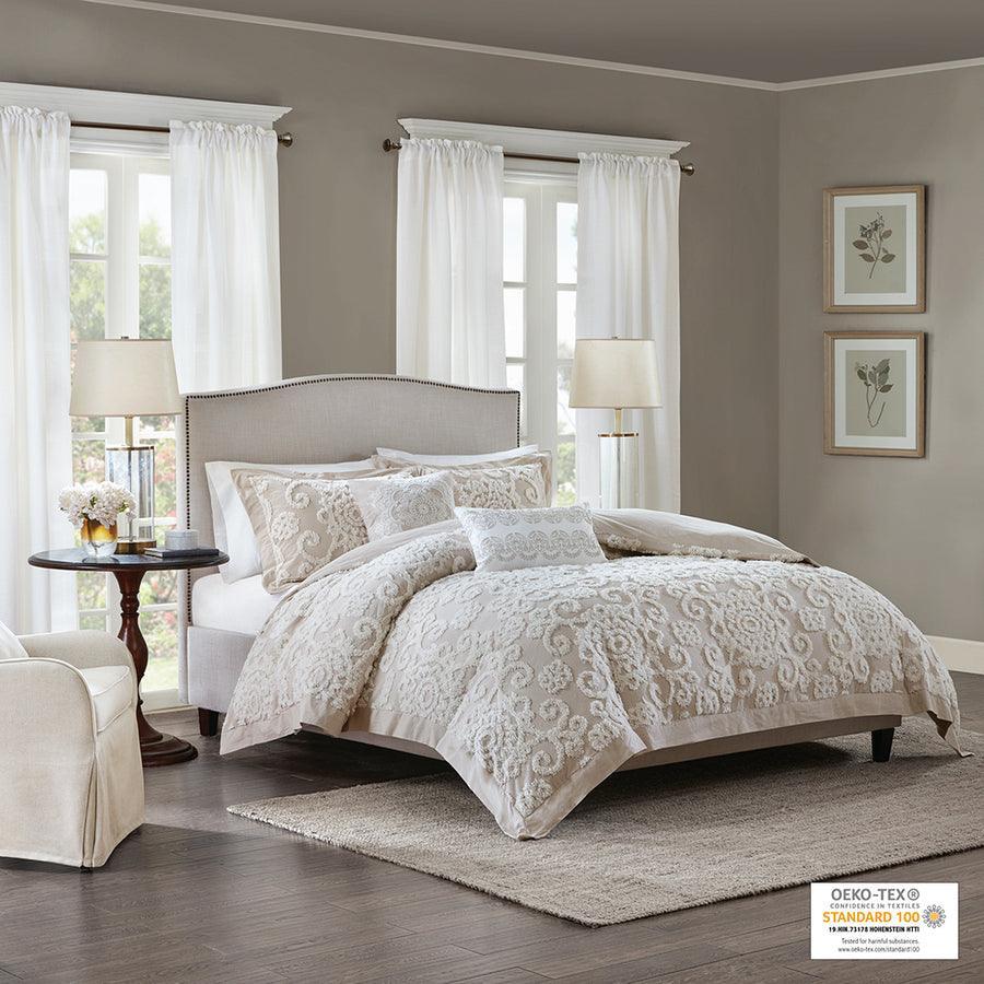 Olliix.com Comforters & Blankets - Suzanna Shabby Chic Cotton Comforter Mini set Taupe King
