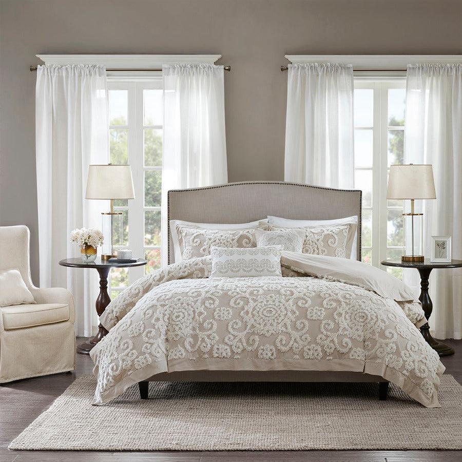 Olliix.com Comforters & Blankets - Suzanna Shabby Chic Cotton Comforter Mini set Taupe King