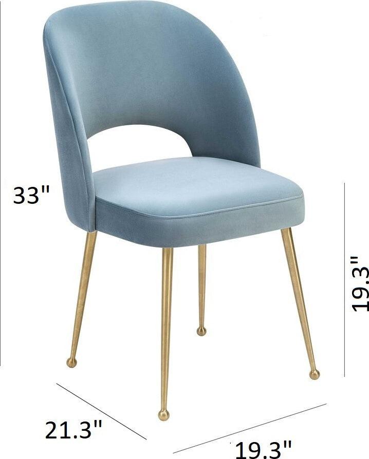 Tov Furniture Dining Chairs - Swell Velvet Chair Sea Blue