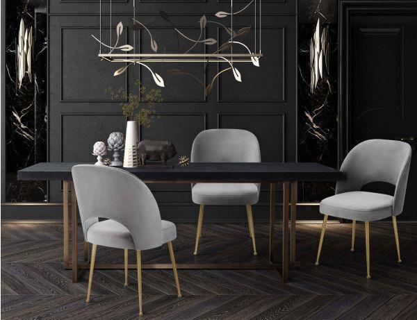 Tov Furniture Dining Chairs - Swell Velvet Dining Chair Light Gray