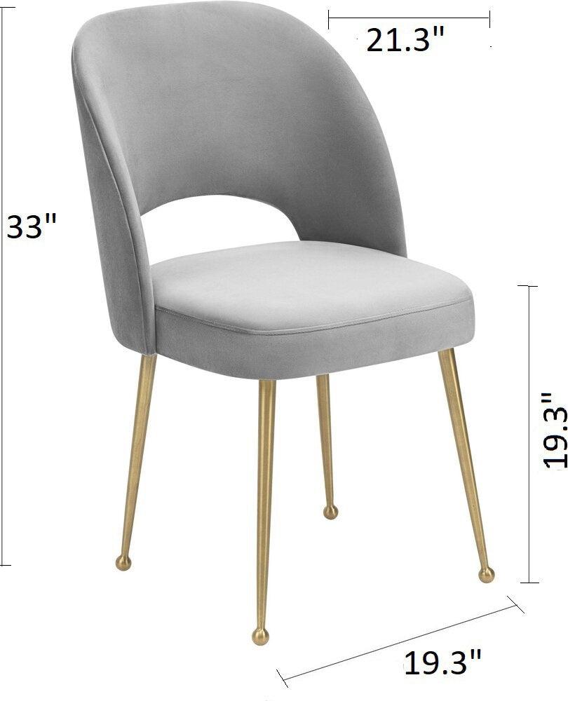 Tov Furniture Dining Chairs - Swell Velvet Dining Chair Light Gray