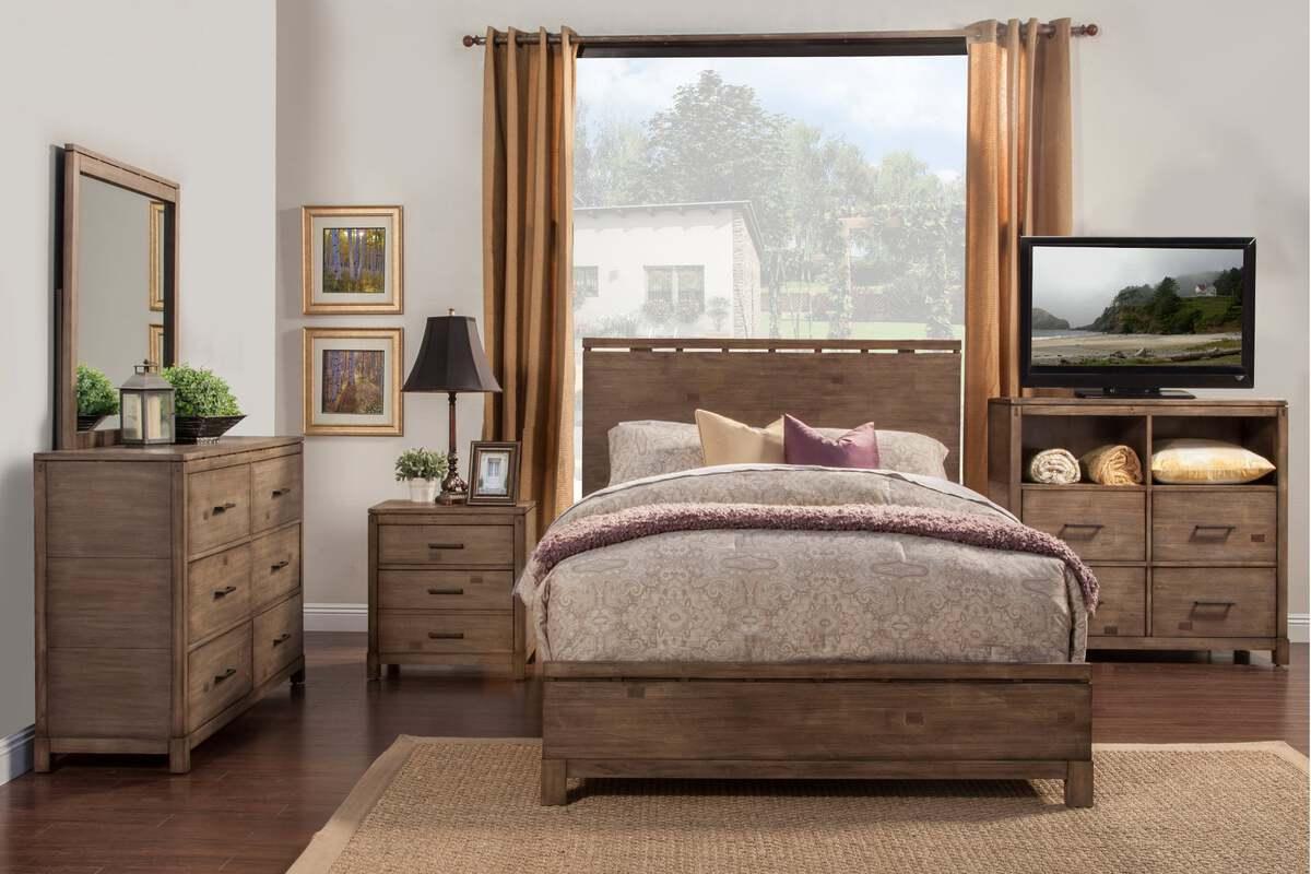 Alpine Furniture Nightstands & Side Tables - Sydney 2 Drawer Nightstand Weathered Grey