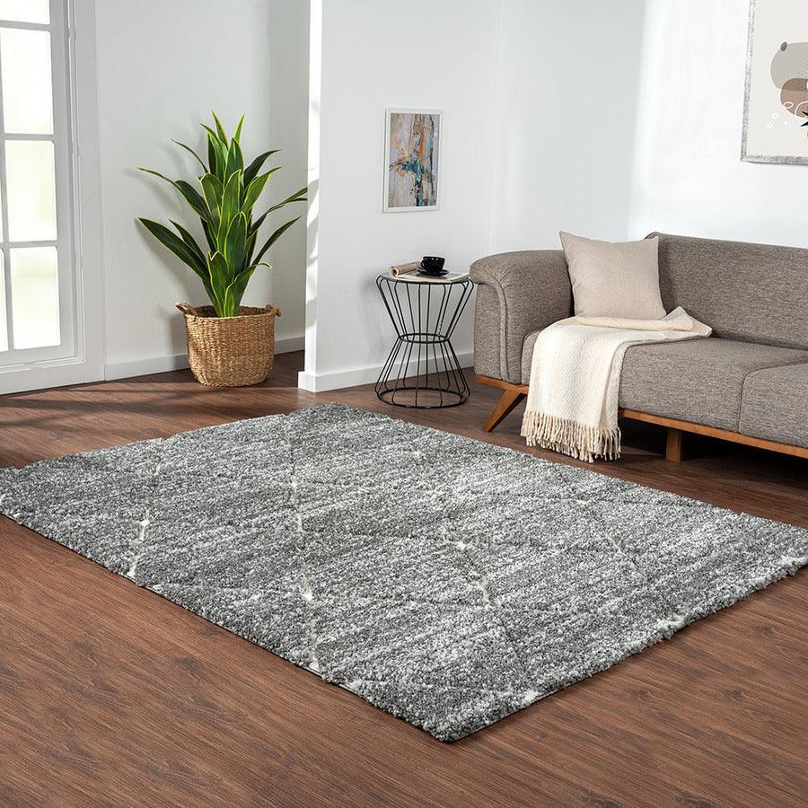 Olliix.com Indoor Rugs - Talas Trellis Area Rug in Grey and Cream Grey|Cream MP35-8037