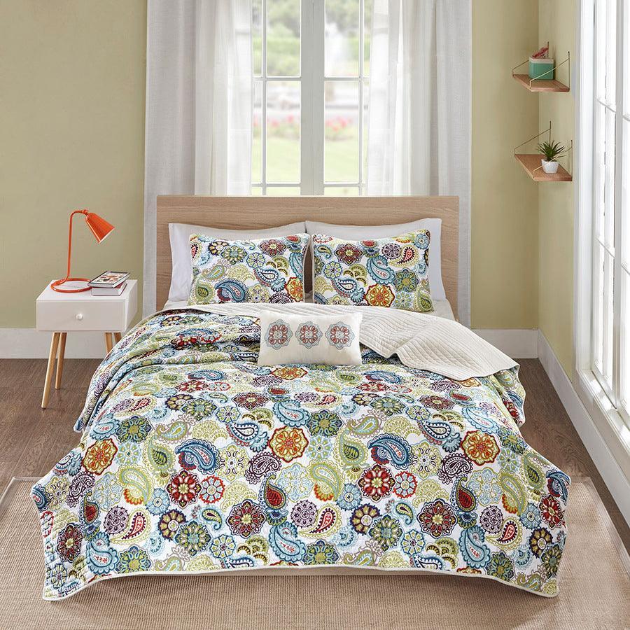 Olliix.com Comforters & Blankets - Tamil Full/Queen Reversible Coverlet Set Multicolor