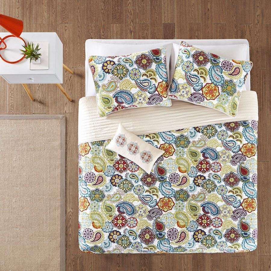 Olliix.com Comforters & Blankets - Tamil Full/Queen Reversible Coverlet Set Multicolor
