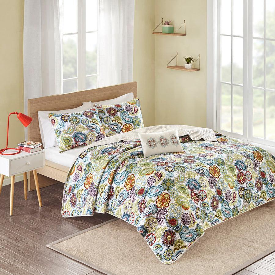 Olliix.com Comforters & Blankets - Tamil King/California King Reversible Coverlet Set Multicolor