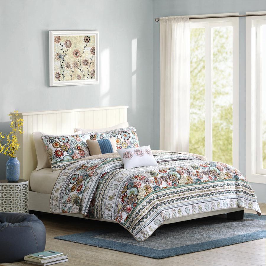 Olliix.com Comforters & Blankets - Tamira Full/Queen Reversible Coverlet Set Multicolor