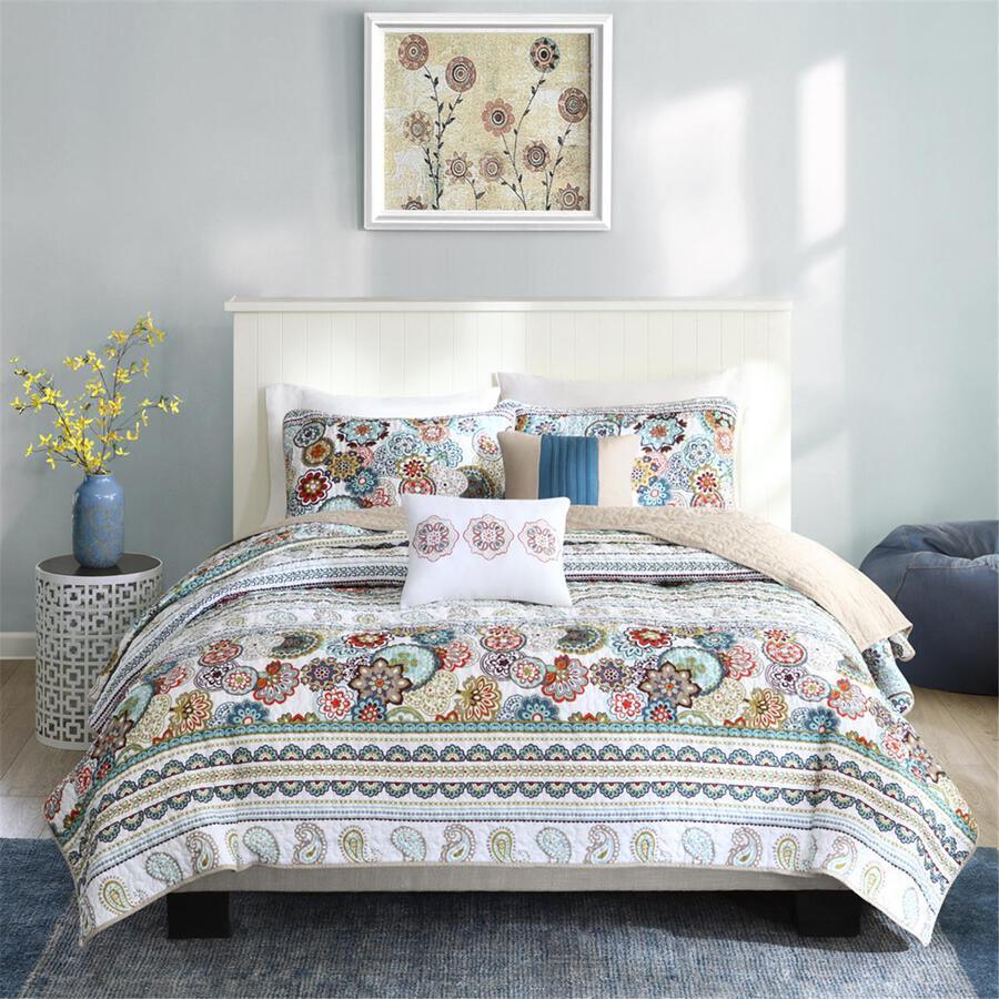 Olliix.com Comforters & Blankets - Tamira Full/Queen Reversible Coverlet Set Multicolor