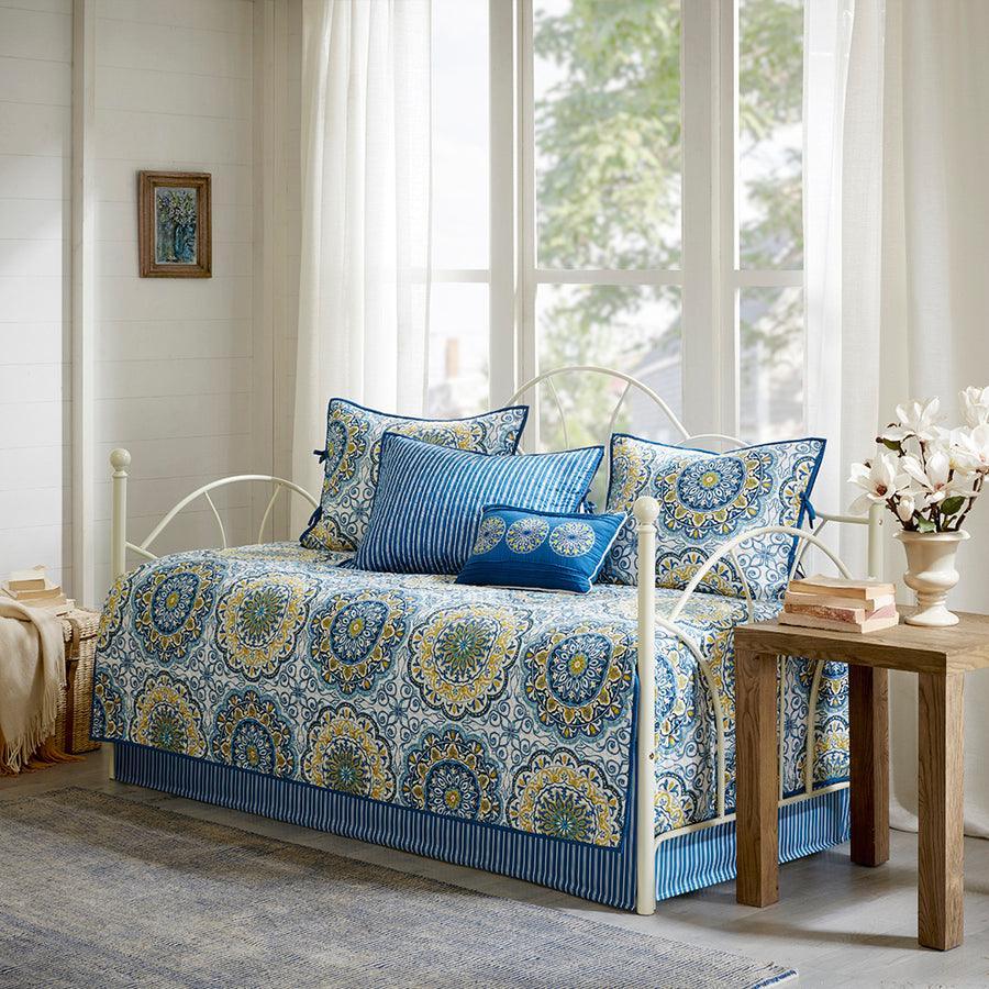Olliix.com Comforters & Blankets - Tangiers Daybed 6 Piece Reversible Daybed Cover Set Blue