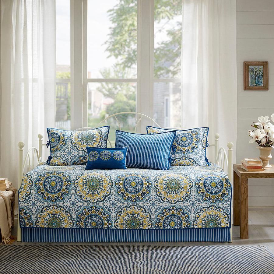 Olliix.com Comforters & Blankets - Tangiers Daybed 6 Piece Reversible Daybed Cover Set Blue