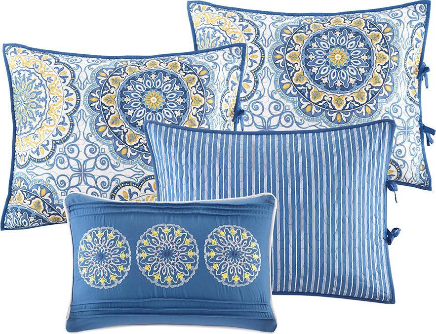 Olliix.com Comforters & Blankets - Tangiers Daybed 6 Piece Reversible Daybed Cover Set Blue