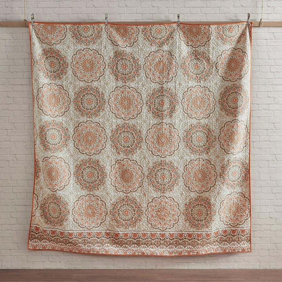 Olliix.com Comforters & Blankets - Tangiers Full/Queen 6 Piece Reversible Coverlet Set Orange