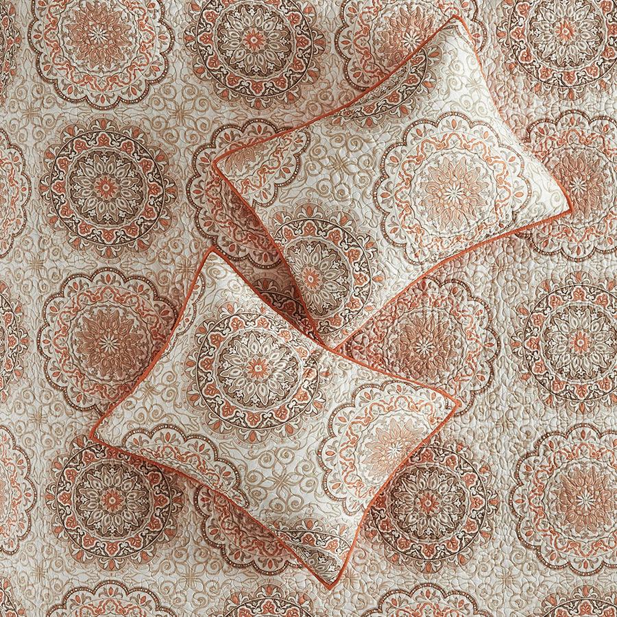 Olliix.com Comforters & Blankets - Tangiers Full/Queen 6 Piece Reversible Coverlet Set Orange