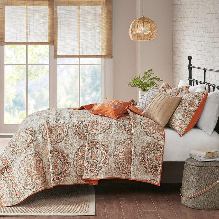 Olliix.com Comforters & Blankets - Tangiers King/California King 6 Piece Reversible Coverlet Set Orange