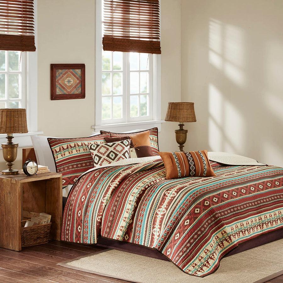 Olliix.com Comforters & Blankets - Taos King/California King 6 Piece Reversible Coverlet Set Spice