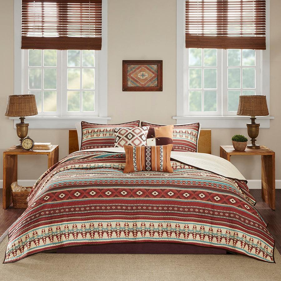 Olliix.com Comforters & Blankets - Taos King/California King 6 Piece Reversible Coverlet Set Spice
