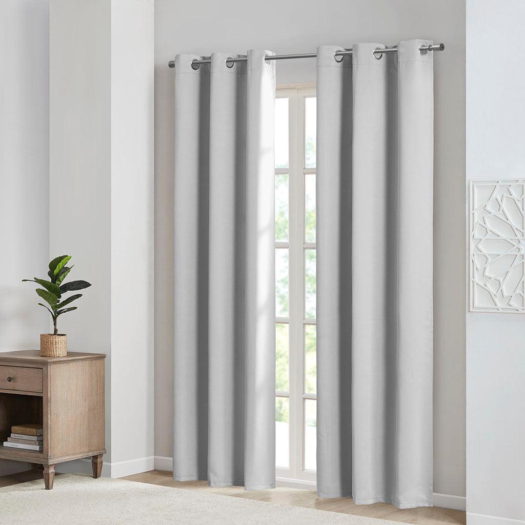 Olliix.com Curtains - Taren 63 H Solid Blackout Triple Weave Grommet Top Curtain Panel Pair Gray