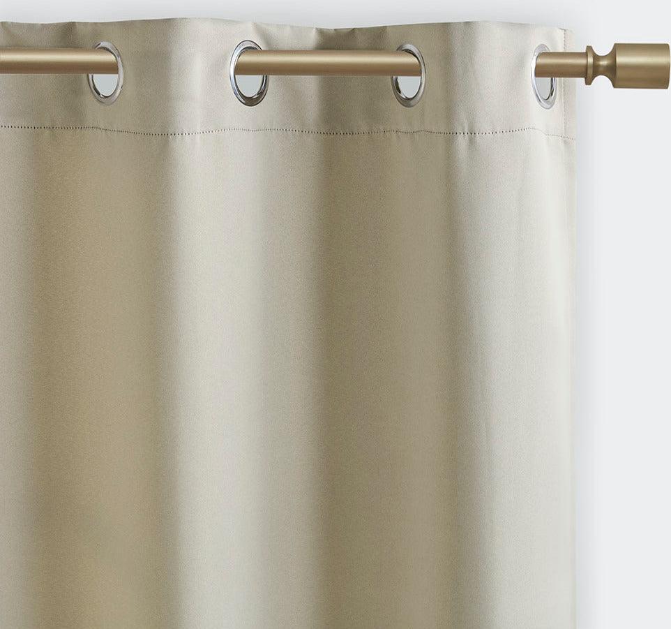 Olliix.com Curtains - Taren 84 H Solid Blackout Triple Weave Grommet Top Curtain Panel Pair Beige