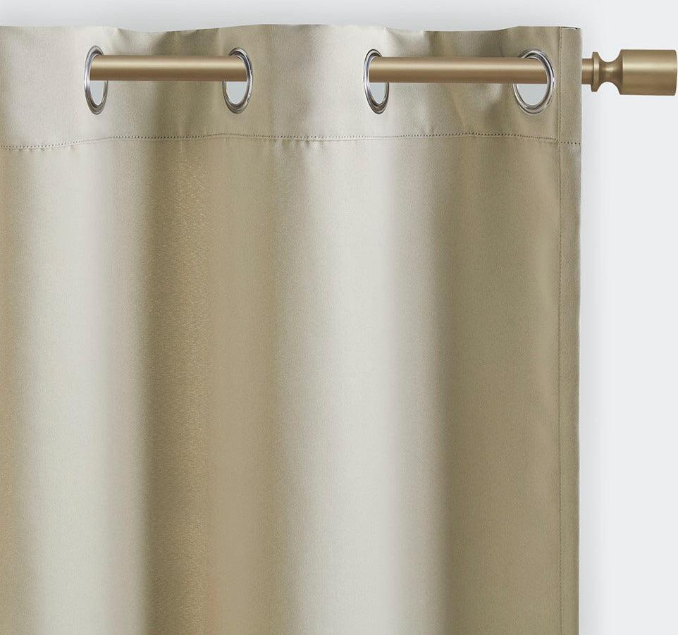 Olliix.com Curtains - Taren 84 H Solid Blackout Triple Weave Grommet Top Curtain Panel Pair Beige