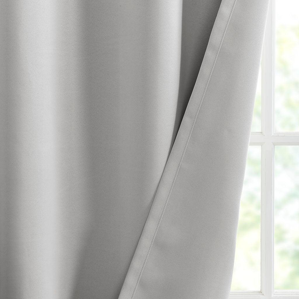 Olliix.com Curtains - Taren 84 H Solid Blackout Triple Weave Grommet Top Curtain Panel Pair Gray