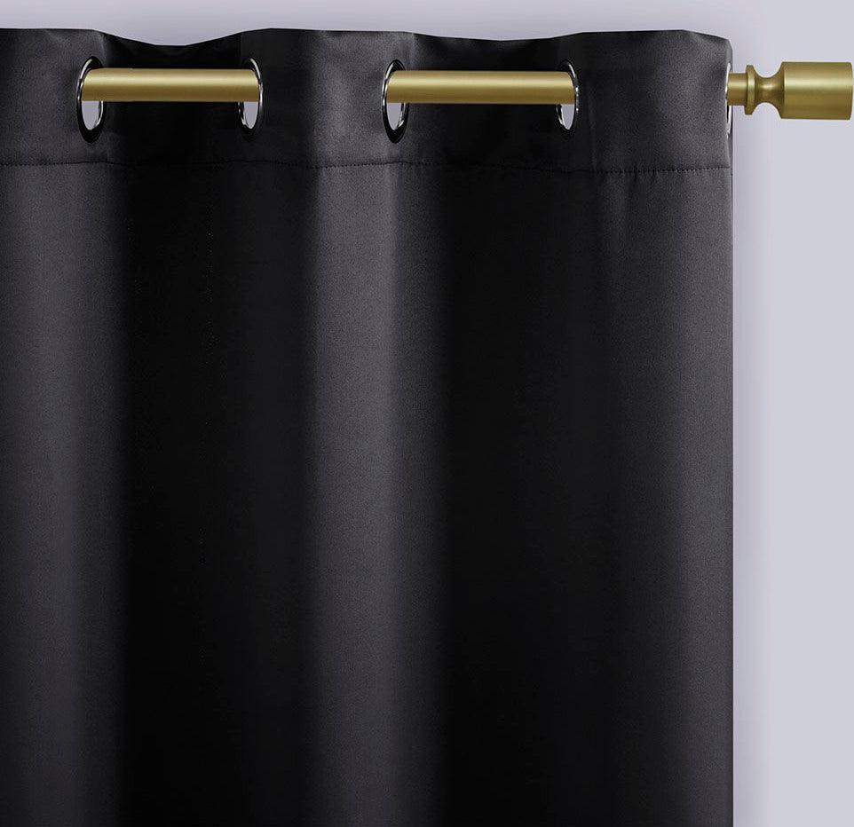 Olliix.com Curtains - Taren 95 H Solid Blackout Triple Weave Grommet Top Curtain Panel Pair Black