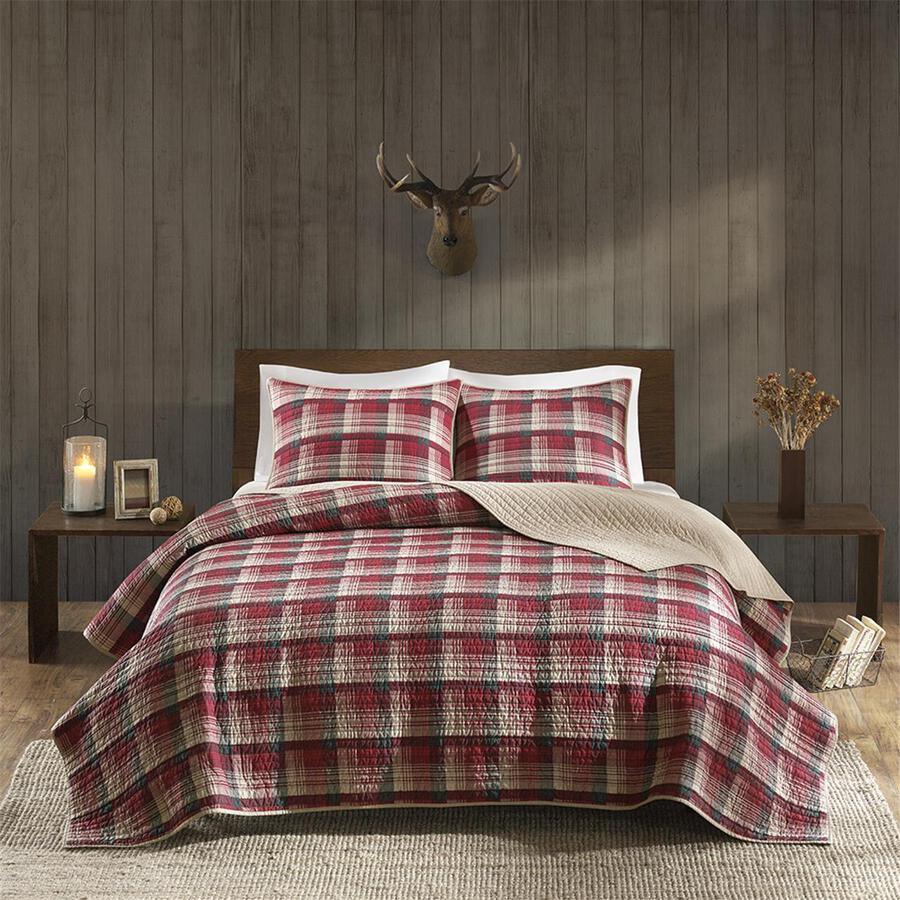 Olliix.com Comforters & Blankets - Tasha Lodge/Cabin Quilt Mini Set Full/Queen Red