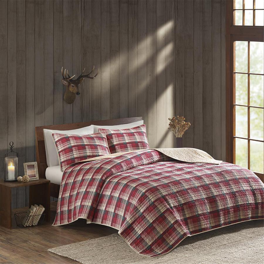 Olliix.com Comforters & Blankets - Tasha Lodge/Cabin Quilt Mini Set Full/Queen Red