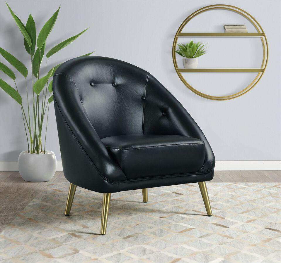 Elements Accent Chairs - Taya Chair with Gold Legs Black