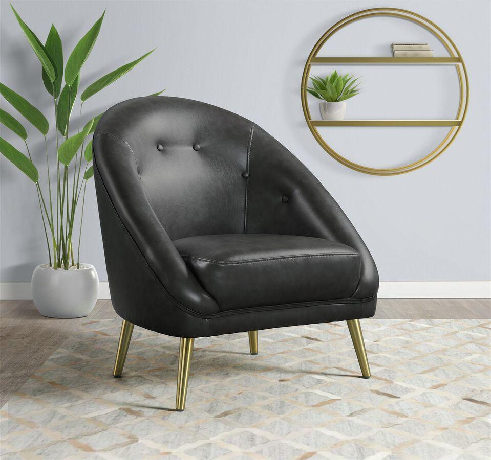 Elements Accent Chairs - Taya Chair with Gold Legs Magnetite