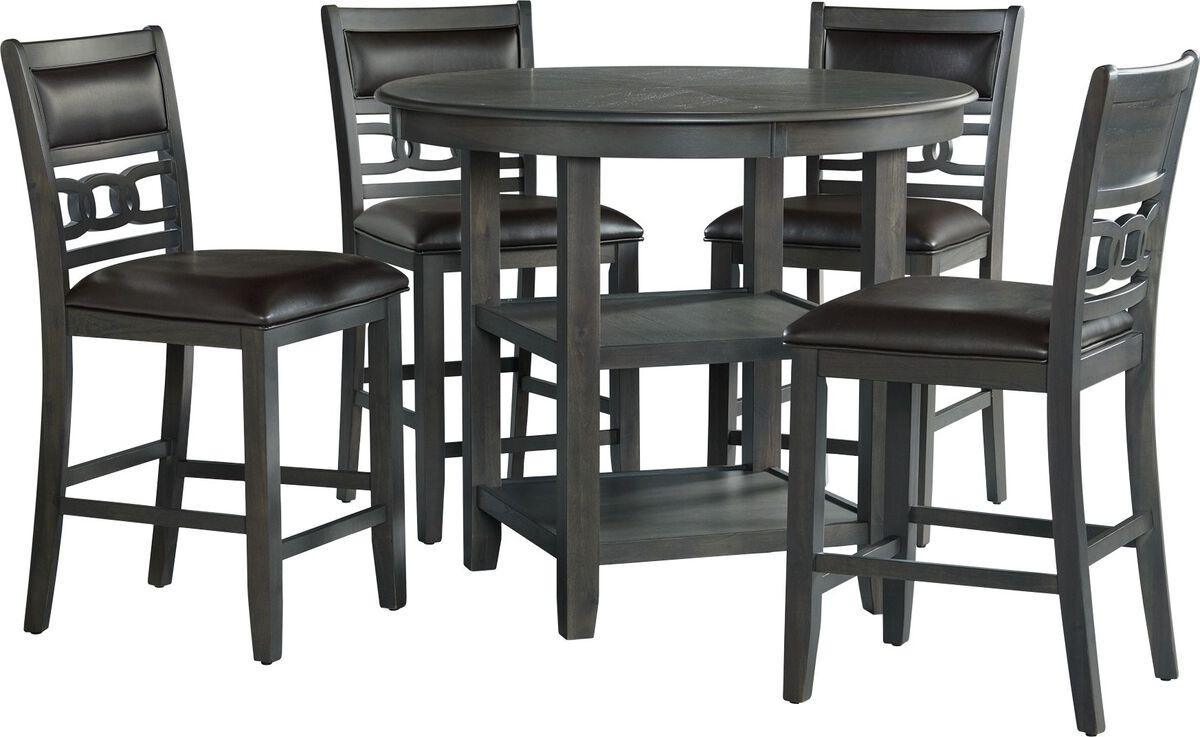 Elements Dining Sets - Taylor Counter Height 5PC Dining Set-Table and Four Faux Leather Side Chairs in Gray Gray